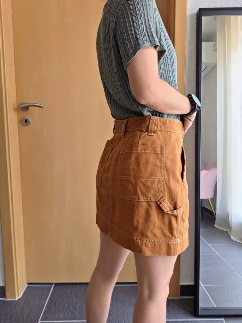 Old Navy Rust Brown Sly Fox Utility Cargo Carpenter Mini Skirt Size 4